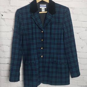 Vintage Women Pendleton Green and Blue Plaid Jacket